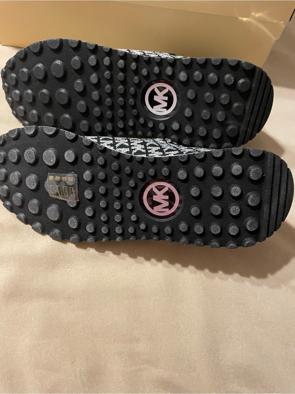 Michael Kors Black Silver MK Logo Slip On Sneakers Size 9 NIB - Picture 9 of 13